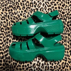 CROCS Bold Green Platform Shoes